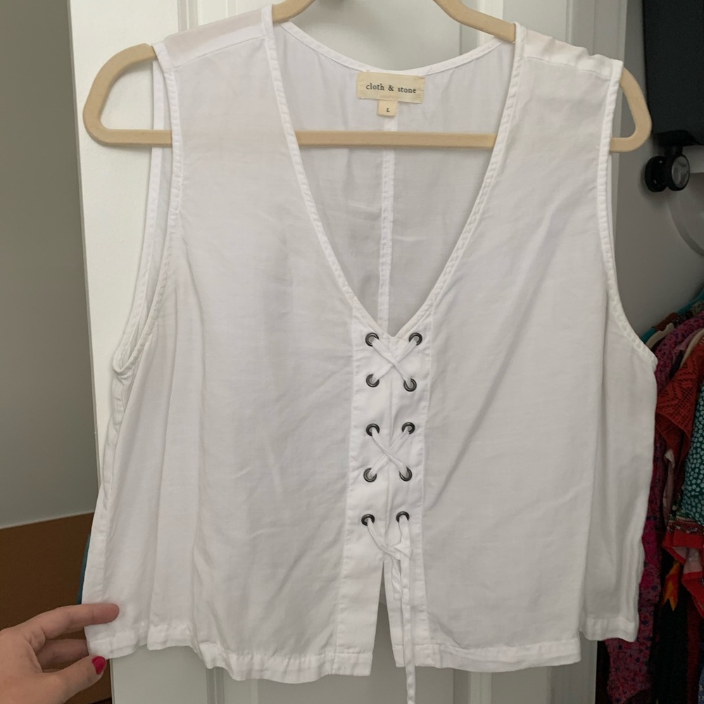 Anthropologie White Criss Cross Blouse | L